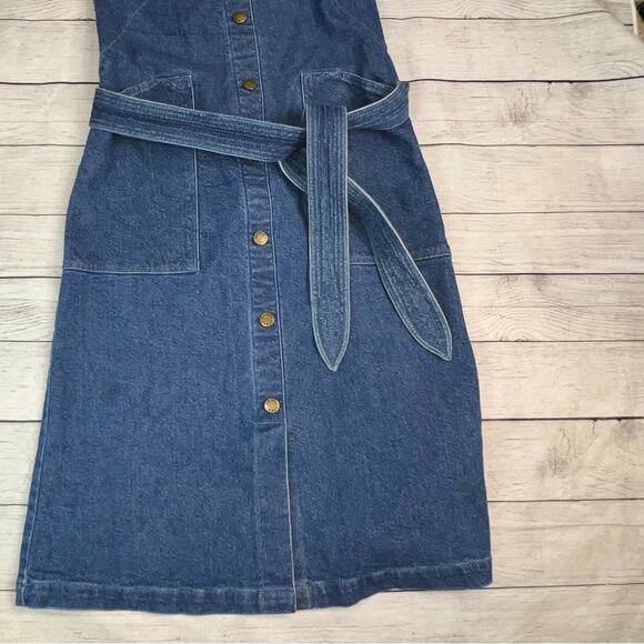 Apiece Apart Arta Marseille Denim Button Front Tank Dress with Belt Size 2 - Picture 4 of 10